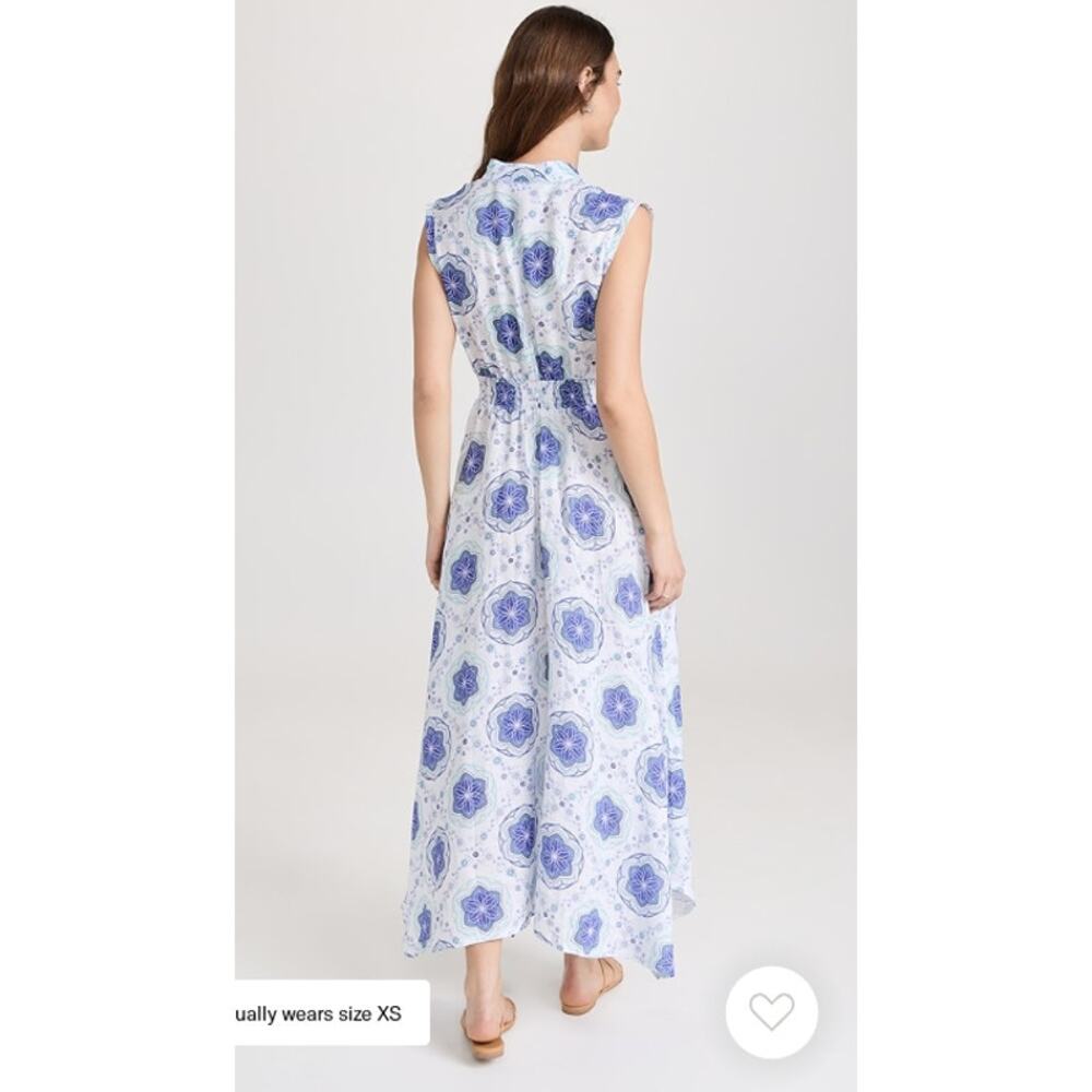 Temptation Positano Dress XS Ieranto Linen Maxi Blue Floral Boho Sundress Italy - Picture 4 of 13
